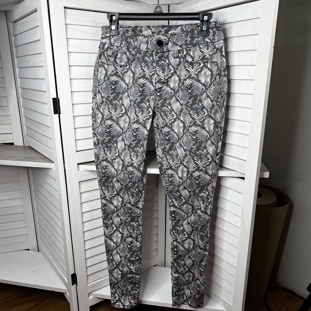 Seven7 Women's Tummyless High Rise Skinny Jeans Snakeskin Print Y2K Size 4